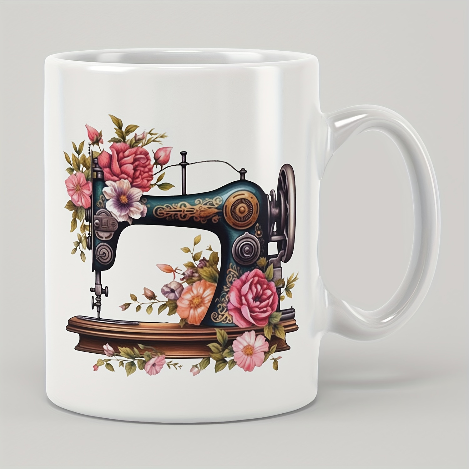 

1pc Vintage Style Sewing Machine Mug, 11oz/330ml Ceramic Coffee Mug, Tea Cup, For Men And Women, Birthday, Mother's Day, Father's Day, Party Gift, Holiday Gift, Drinkware For Restaurants, Cafes