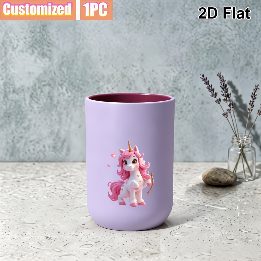 TEMU 1pc 2d Flat Custom Mouthwash Cup, Unicorn Bow Design, To And , Ideal For Bedroom Or, Wall Art, Creative Valentine's Day Gift, Perfect For