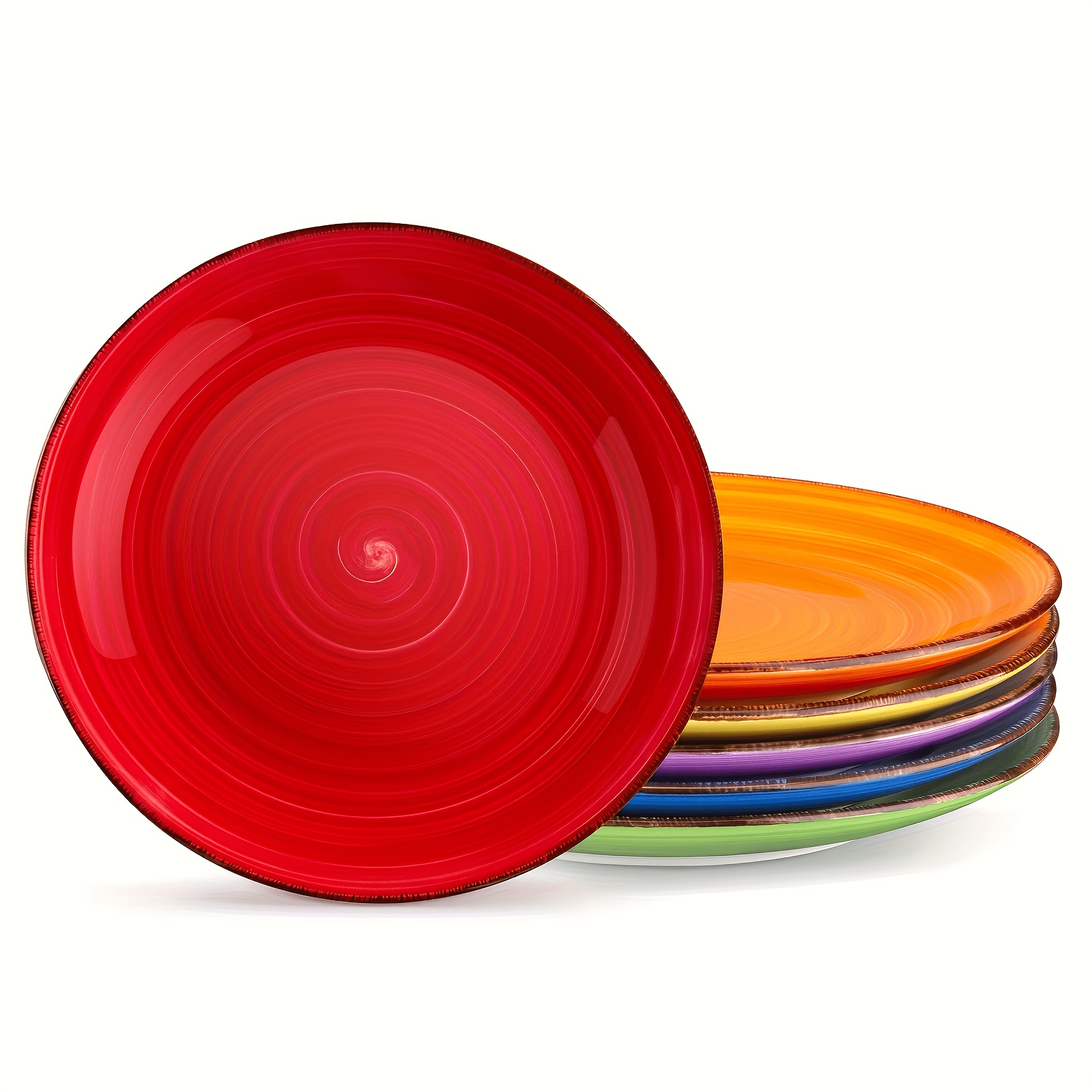 Image of 6pcs Dinner Plate Set Of 6 Stoneware 10.5-/colorful Salad Plates Large Service Plate Service For 6 People, Dishwasher And Microwave Safe