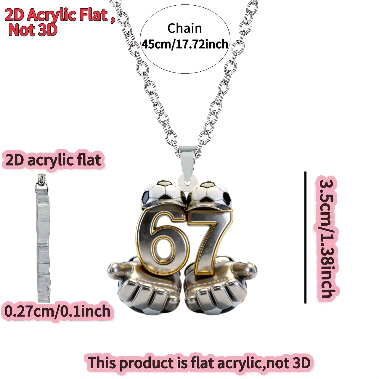 E-shop 2D-Flach, [2D-Flach] ., Süße Nummer 67, Neue Damen-Halskette aus Acryl, Modischer Pullover-Kettenanhänger, Ideales Geschenk für