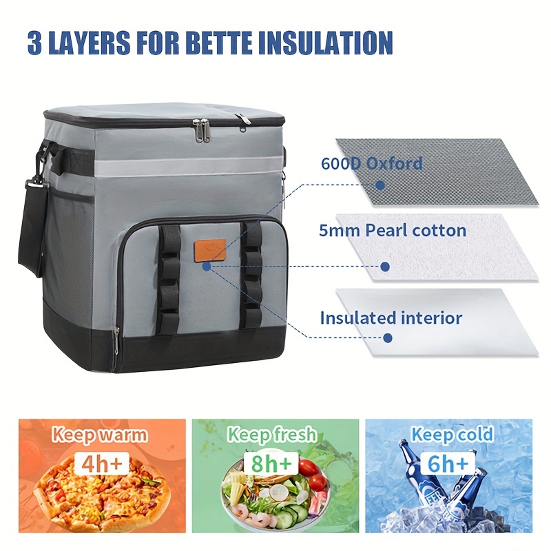 35L Large Insulated Cooler Bag with Pull Rod, Durable Polyester