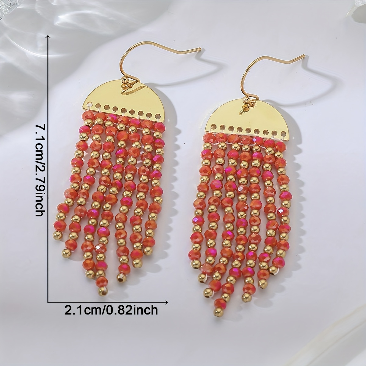 Bohemian Style Long Dangle Earrings Ethnic Beaded Drop Gift for Mom BFF