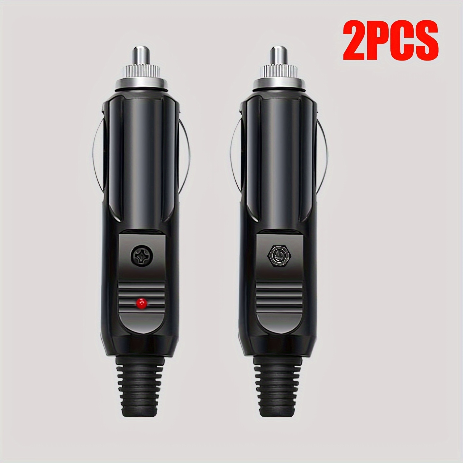 2pcs Car Plug Socket Plug Male Connector With Fuse Led Lighter