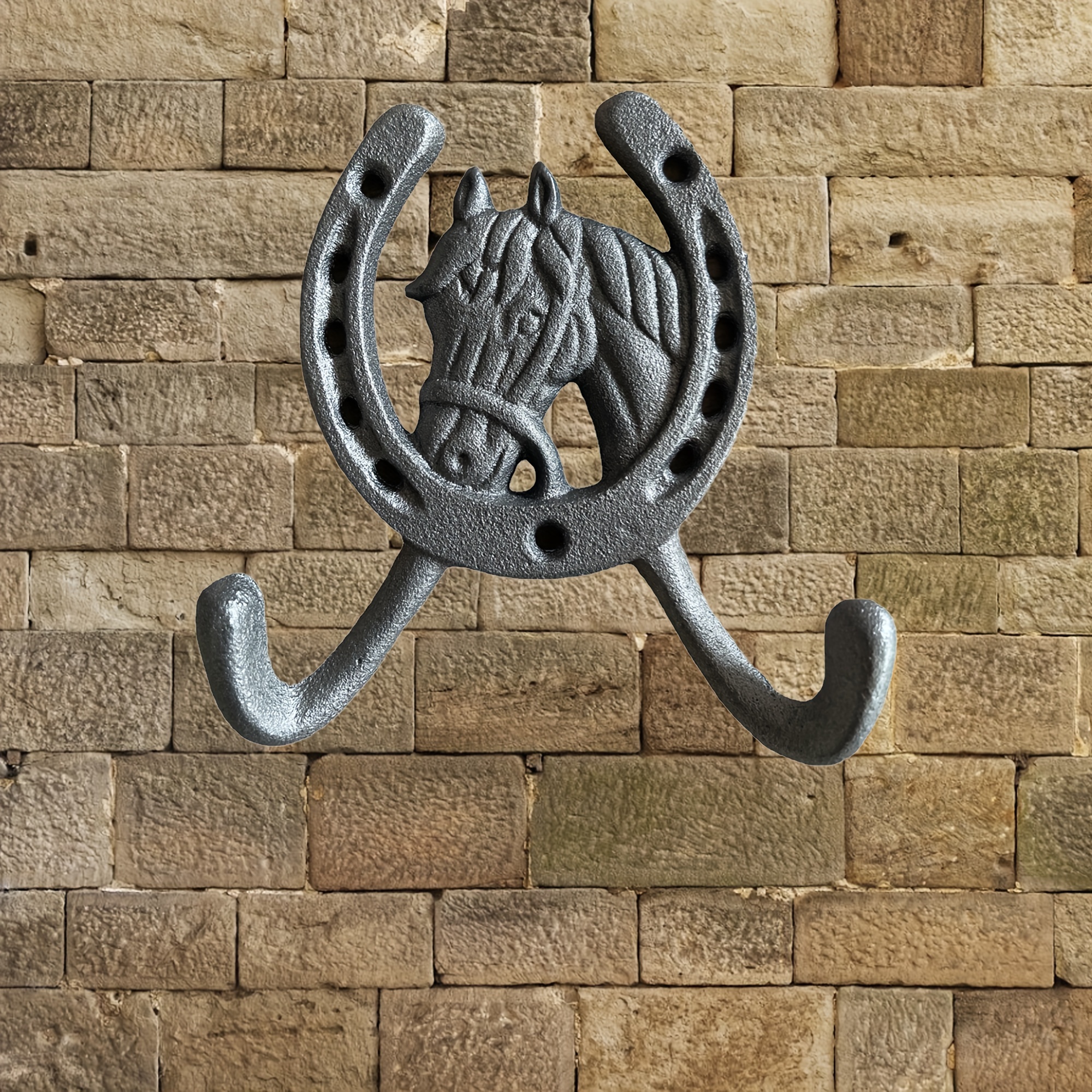 

artisan Crafted" Rustic Horse Head Wall Hook - Cast Iron, Easy Install For Home & Garden Decor
