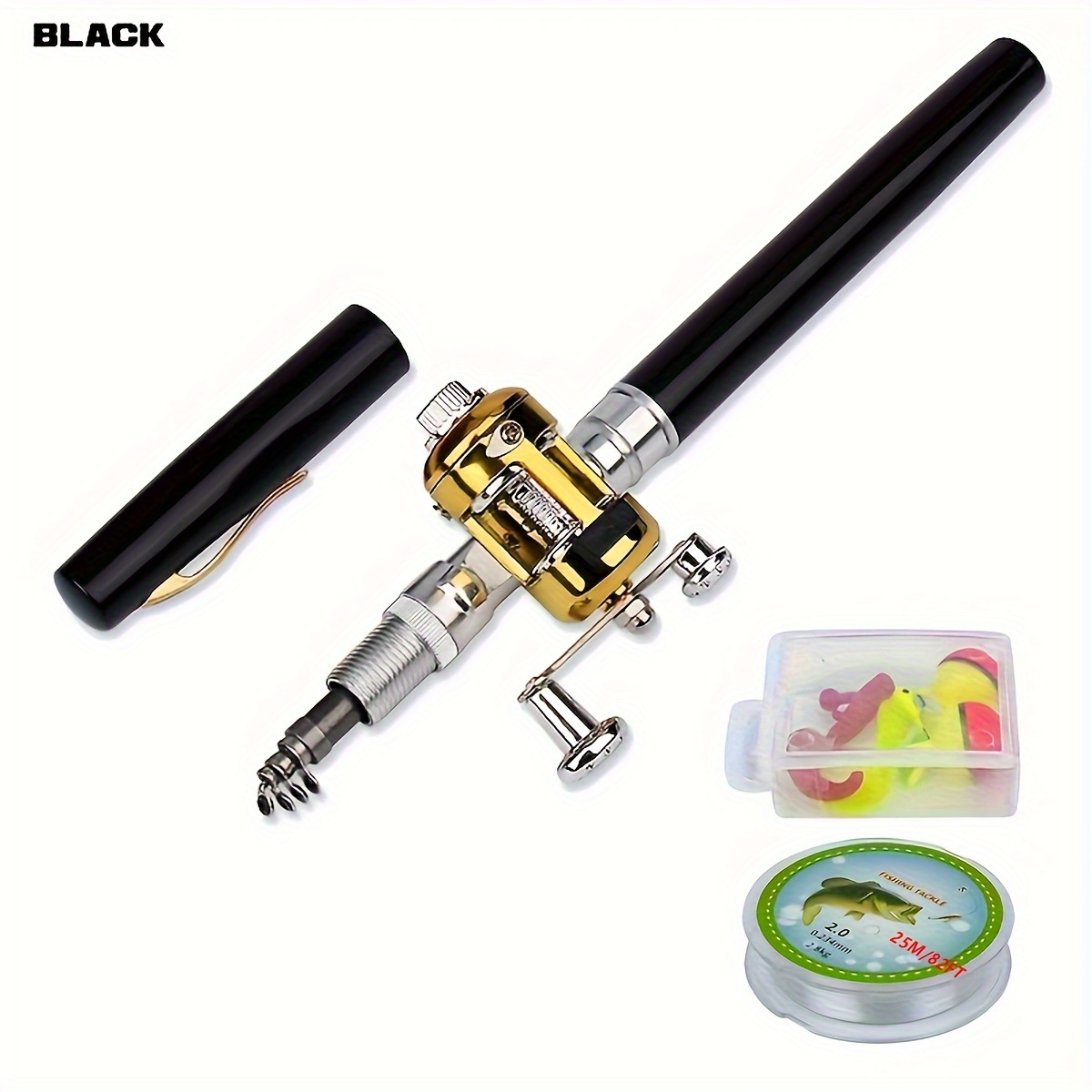 Loewten Mini Pen Shape Fishing Rod And Reel Combos, Pocket Fishing Rod With Reel  Portable For Sea Fishing For Rock Fishing For River Fishing 