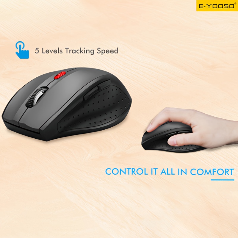E-YOOSO 2.4G Wireless Keyboard and Mouse Set with Receiver and Wrist Rest, Ergonomic Low Battery Alert, Self-sleep Mode, Silent Key Operation, Comfortable Gaming and Office Dual-purpose Keyboard and Mouse Set (without Battery)