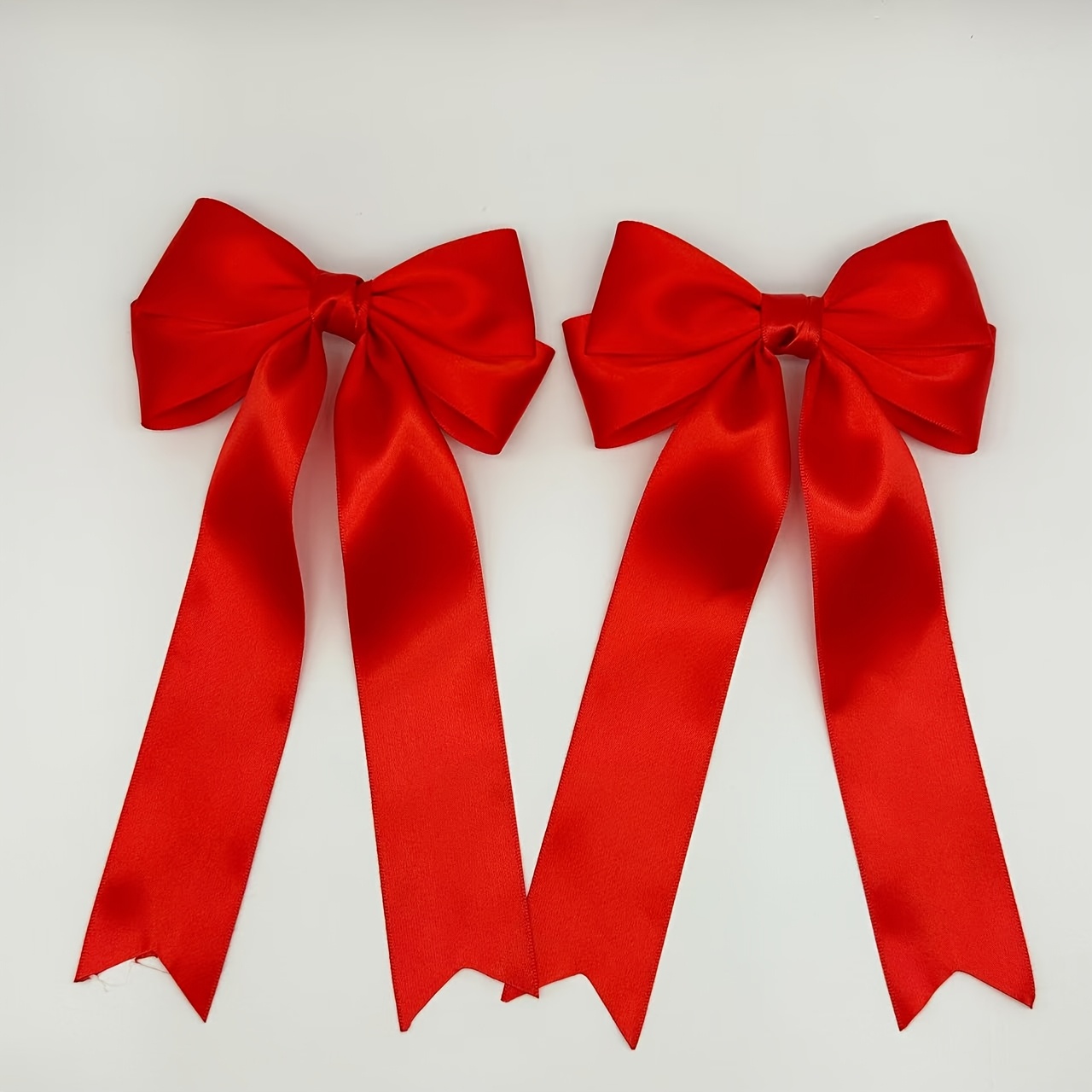 TEMU 2pcs Satin Ribbon Large Bow Hair Clips, Solid Color Bow Hair Accessories, Suitable For Daily And Holiday Wear