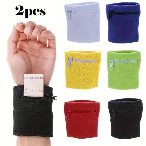 juego de 2 billeteras de muñeca diseñadas para hombres y mujeres — una bolsillo de pulsera con cremallera para correr, en bicicleta y caminar; una de muñeca para hombres para guardar , llaves y tarjetas de crédito; también una billetera de tobillo