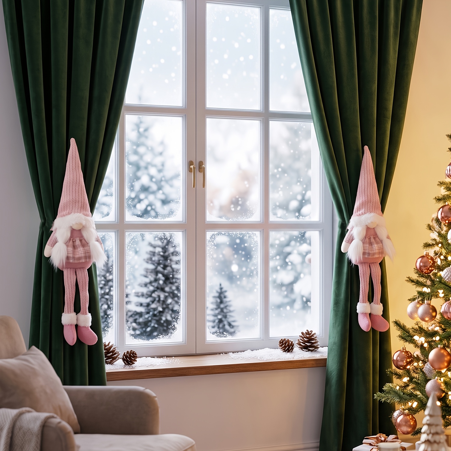 TEMU 2 pezzi di decorazioni natalizie, ganci per tende senza in per , adatti per decorazioni per feste e vetrine, ornamenti natalizi, decorazione per