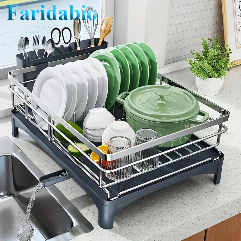 

Faridabio 360° Rotating Dish Rack, Large Capacity Stainless Steel Sink Organizer With , , Water-resistant, Uncharged, Ideal For Kitchen Storage And Dining Use