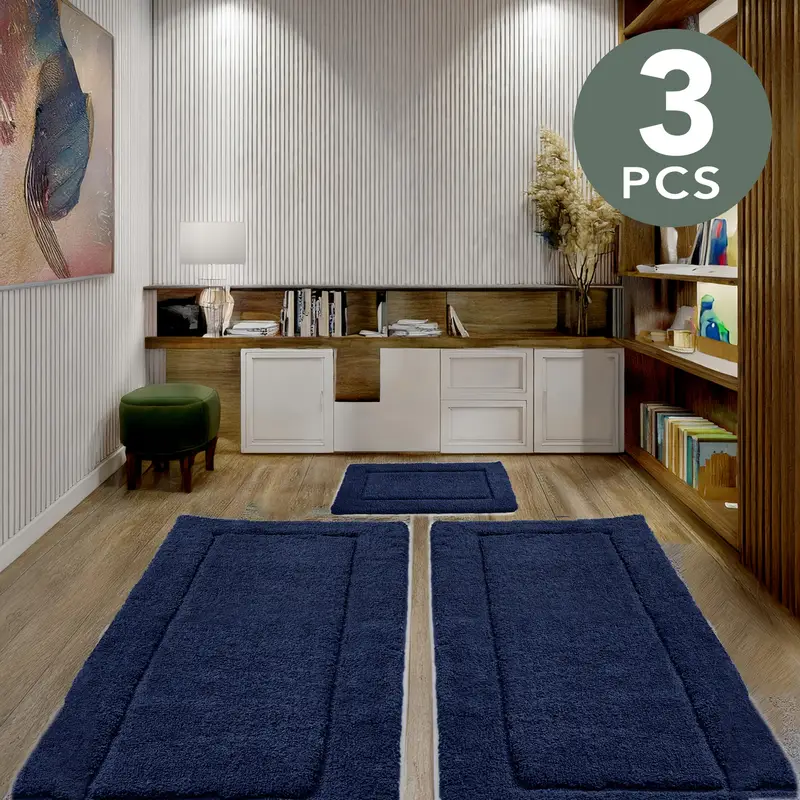 3pcs absorbent bath mat soft tufted plush bathroom rugs non slip bath mats for bathroom absorbent shaggy indoor door mat premium bath rugs Product details 0