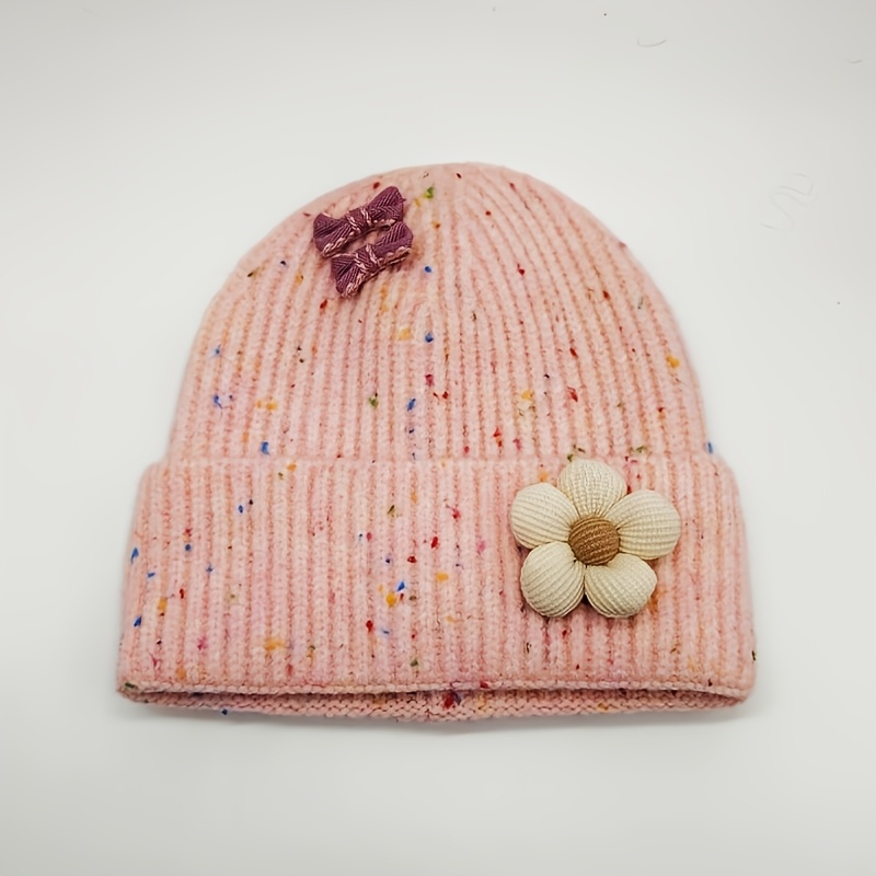 TEMU 1pc Winter Thickened Warm Bow Floral Hat For Women, Korean Warm Balaclava Outdoor Cold Protection Ear Warmer, Suitable For Holiday Gatherings,