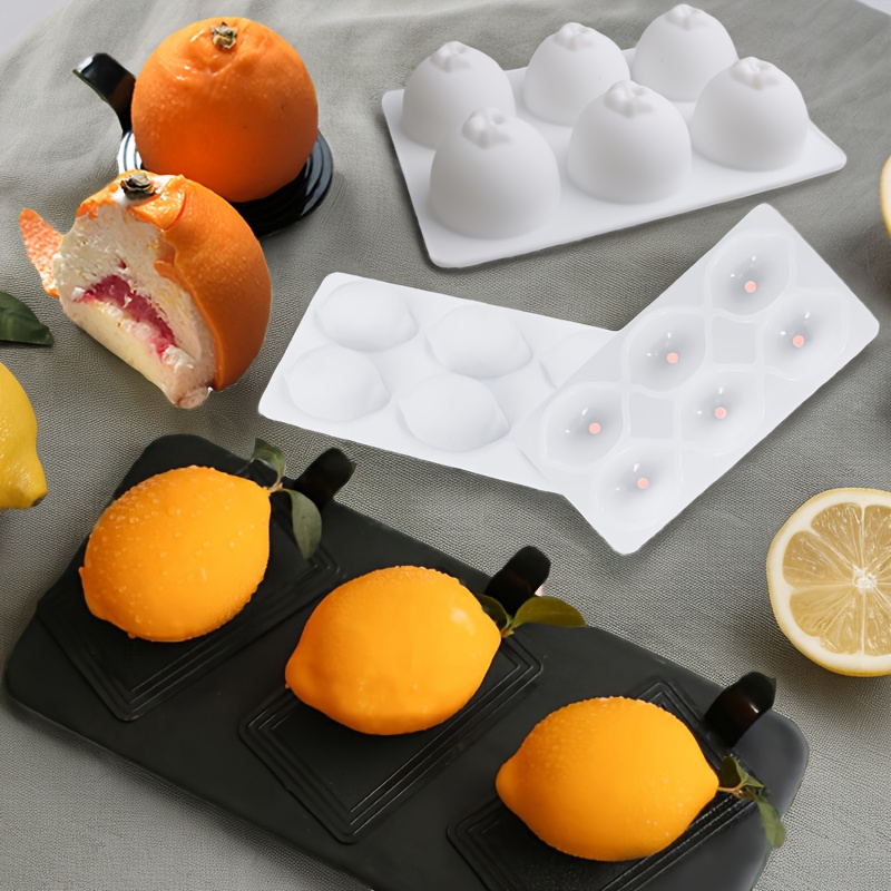 

5pcs Lemon & Orange Shaped Silicone Mold Set For Chocolate, Candy, Mousse, And Pudding - Diy Cake Decorating, Baking Tools