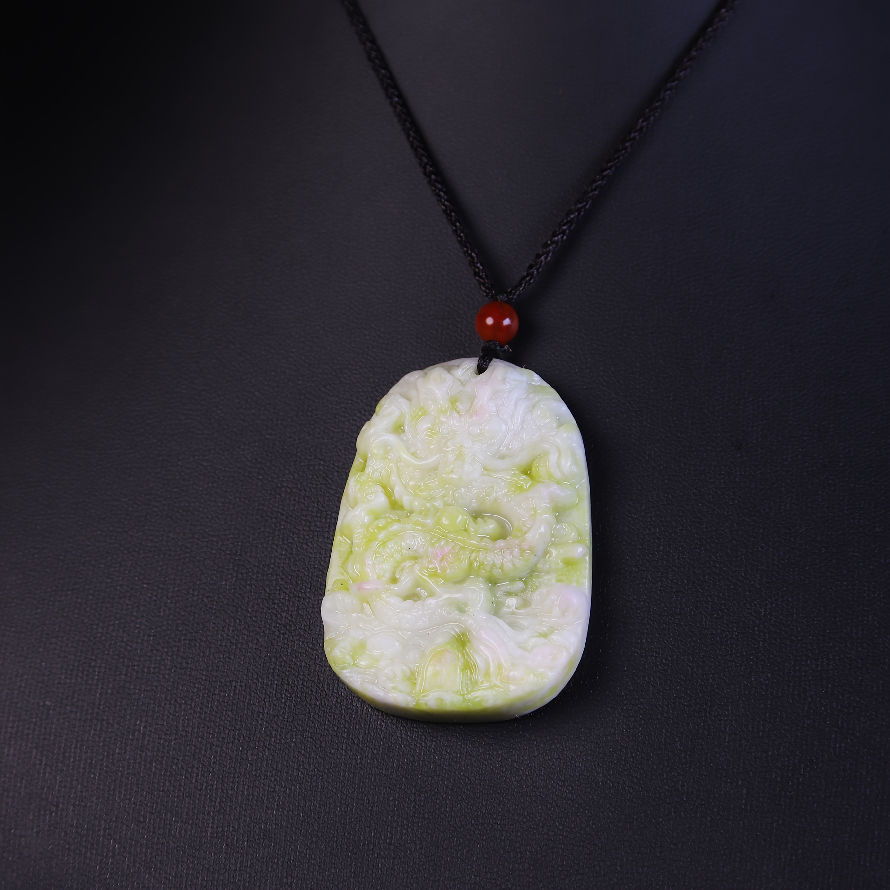 Intricately Carved Dragon Pendant, Natural Stone
