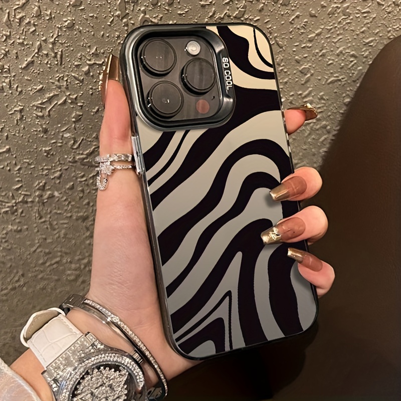 

Striped Zebra Pattern Imd Phone Case With Air Cushion Bumpers For 14/13 Pro Max/12 Pro/11/xr/xs Max/xs/7/8 Plus - Shockproof Soft Matte Finish Cover