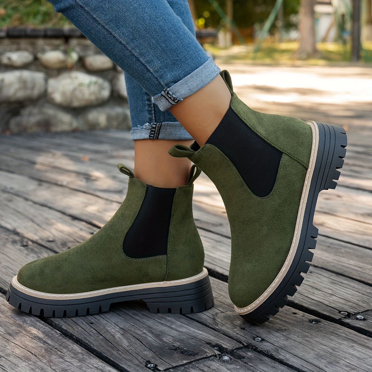 Womens Thick Platform Chelsea Boots Chunky Platform
