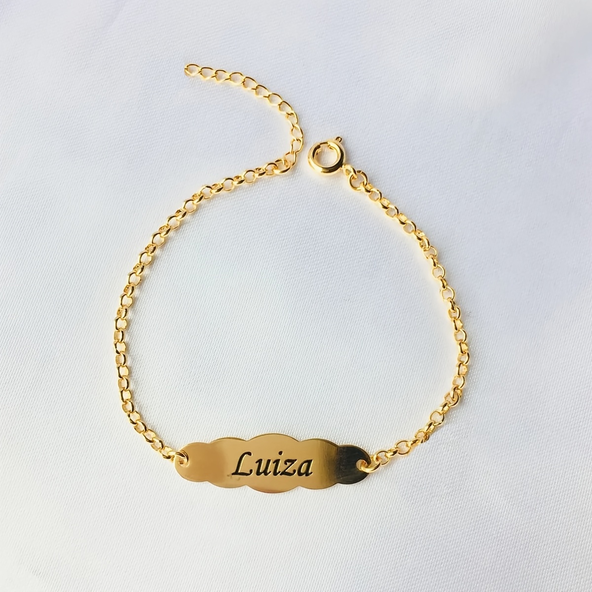 TEMU Bracelet personnalisé avec motif nuage gravé, en acier inoxydable 304L plaqué or , personnalisé avec des . Un cadeau de bijoux idéal et les