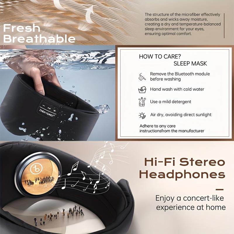 [ZHENYEMEI Sleep Mask] ZHENYEMEI Sleep Mask | 15 Hours Extended Battery Life | 3D Zero-Pressure Side Sleeping Design | 100% Complete Light Blocking | Includes Earplugs + Storage Box | Multiple Colors