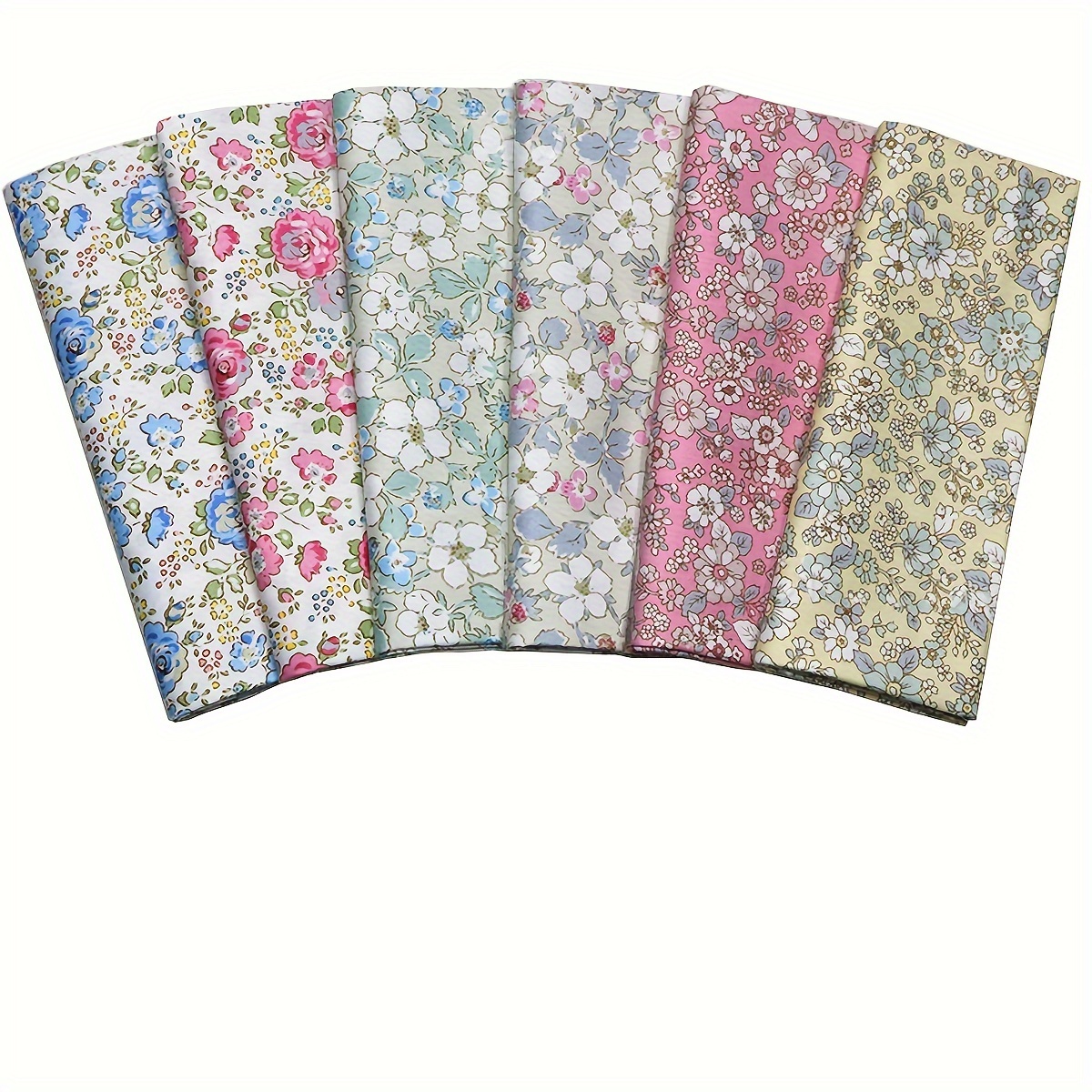 

6-piece Floral Cotton Fabric Squares, 18" X 22" Pre-cut Quilting & Patchwork Materials For Diy Scrapbooking And Crafts