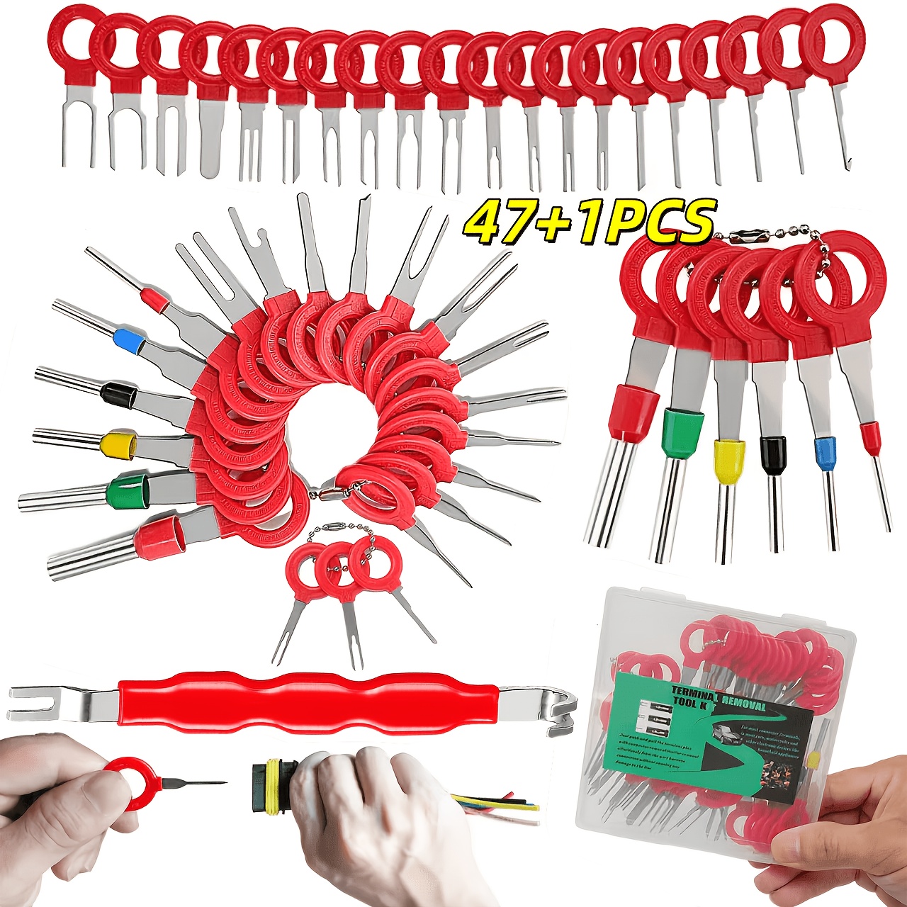 TEMU 47+1pc Upgraded Terminal Pin Removal Tool Kit, Depinning Electrical Connector Pin Extractor Tool Set, Depinning Tools Kit, Wire Terminal Release
