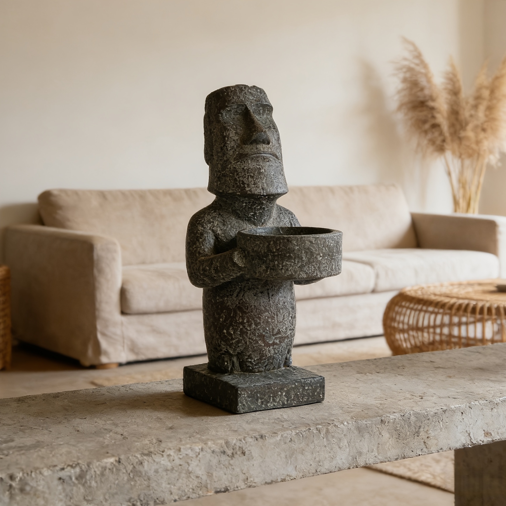 TEMU 1pc Moai Statue Candle Holder - Distressed Tabletop Decor Suitable For Living Room, Office, Entryway, Polynesian/east Centerpiece, Vintage Moai