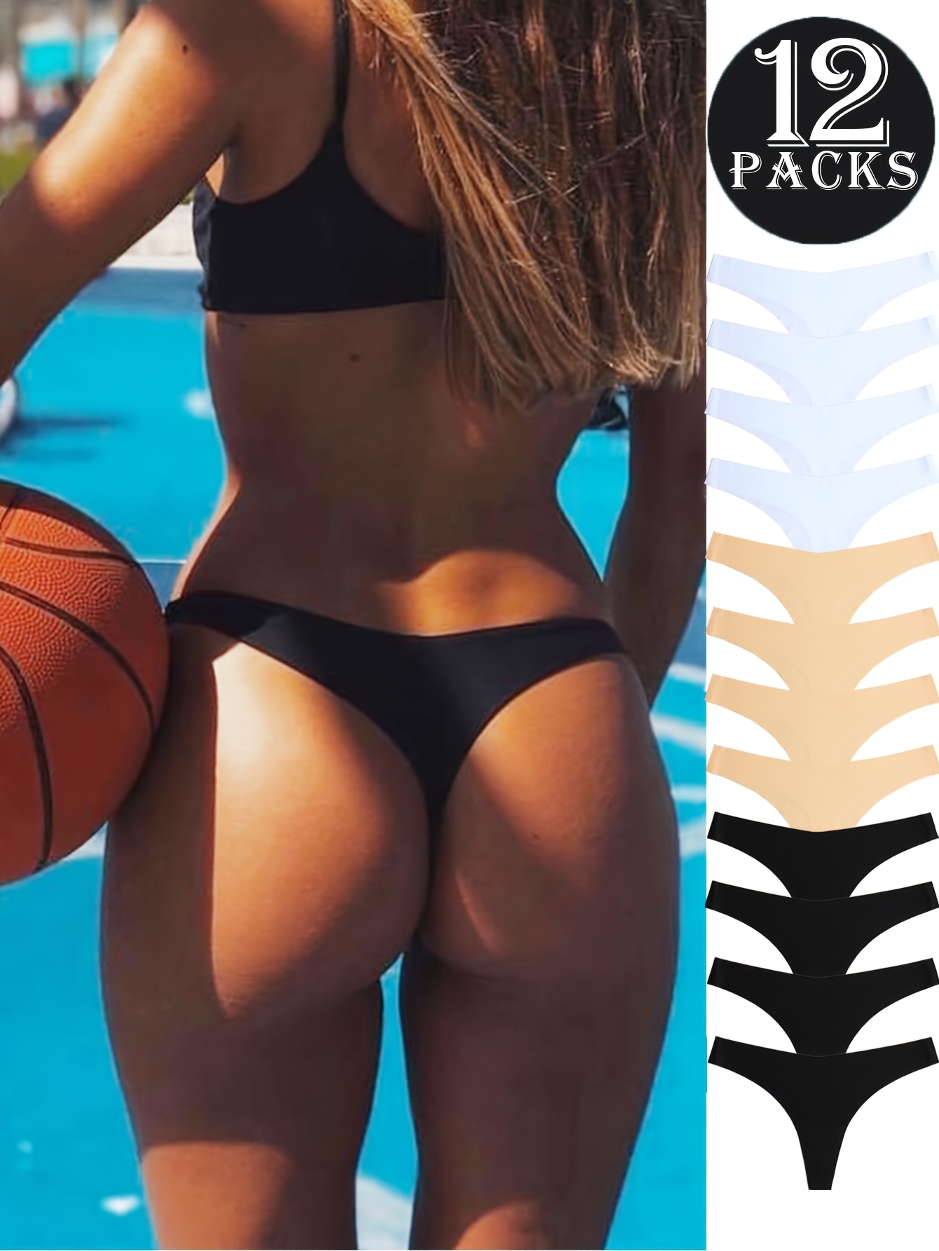 12pcs String uni sans marque de style V Sexy sous-vêtements pour femmes sans marque respirant doux confortable personnalité nouveau sous-vêtement femme sans couture