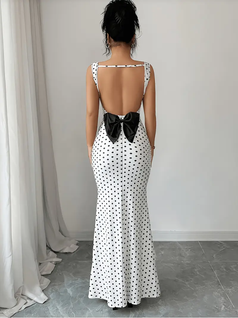 womens elegant shoulder backless polka dot dress accent - Temu Mauritius womens elegant shoulder backless polka dot dress accent - Temu Mauritius