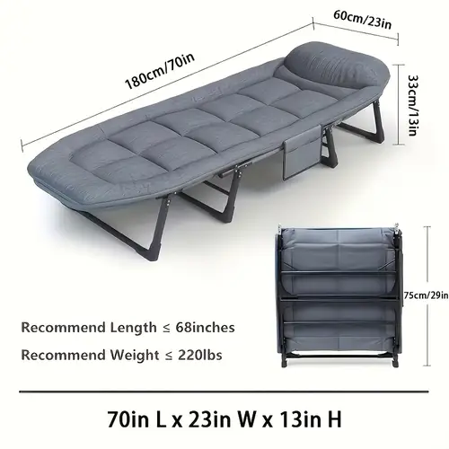 courtyard chaise longue with mattress foldable camping bed in 6 states bearing 500 lbs for camping beach yard sunbathing poolside