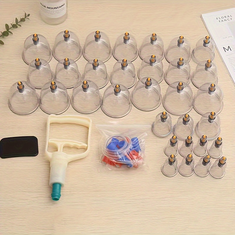 

32pcs Vacuum Cupping Cup, Body Massager Suction Cups Set, Plastic Vacuum Cupping Pump, Relax Suction Pumps Massagers
