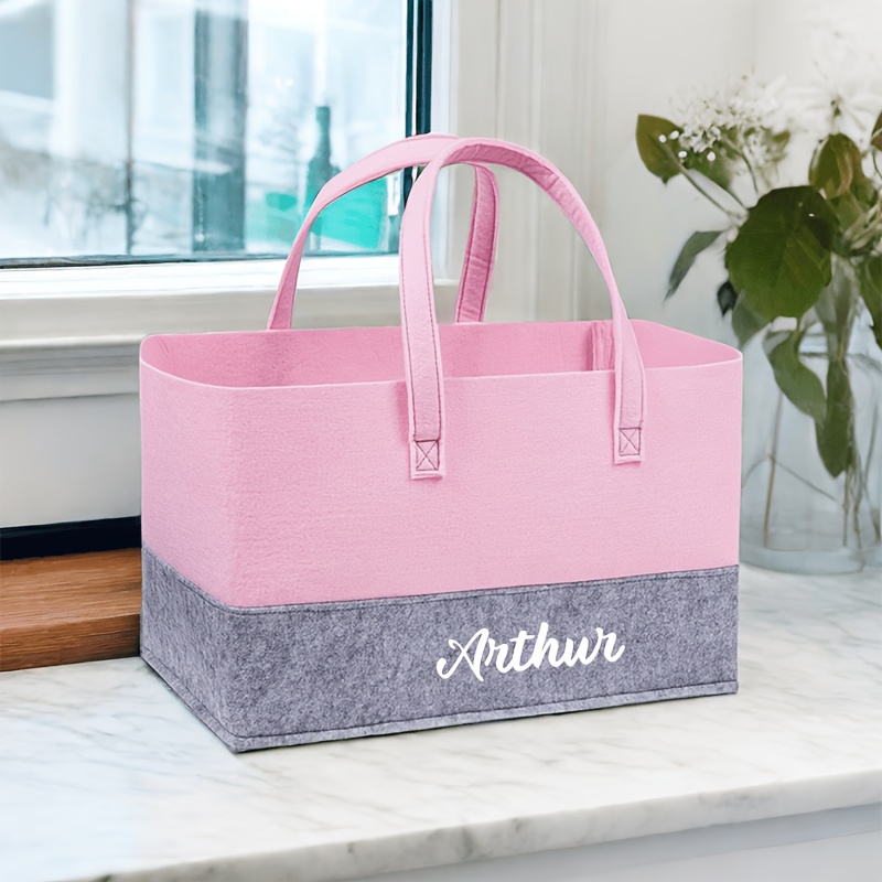 TEMU Custom Personalized Felt Tote Bag Multicolor Large Capacity Women's Handbag Storage Bag With Logo , Fashionable Easy And , High Aesthetic Bag,