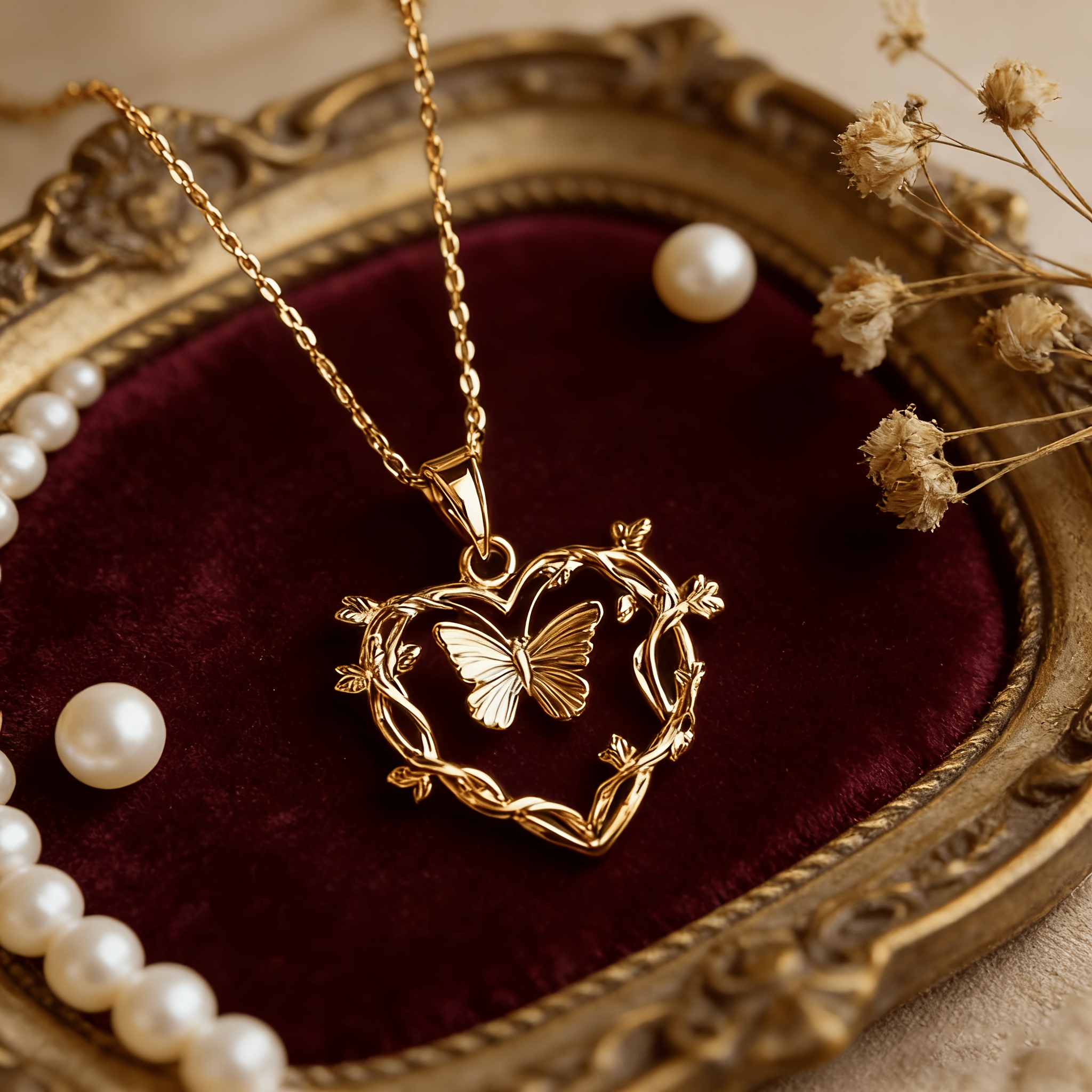 TEMU 1pc Collier avec Pendentif Cœur Papillon Plaqué, Bijou Chaîne Clavicule Torsadée Vintage