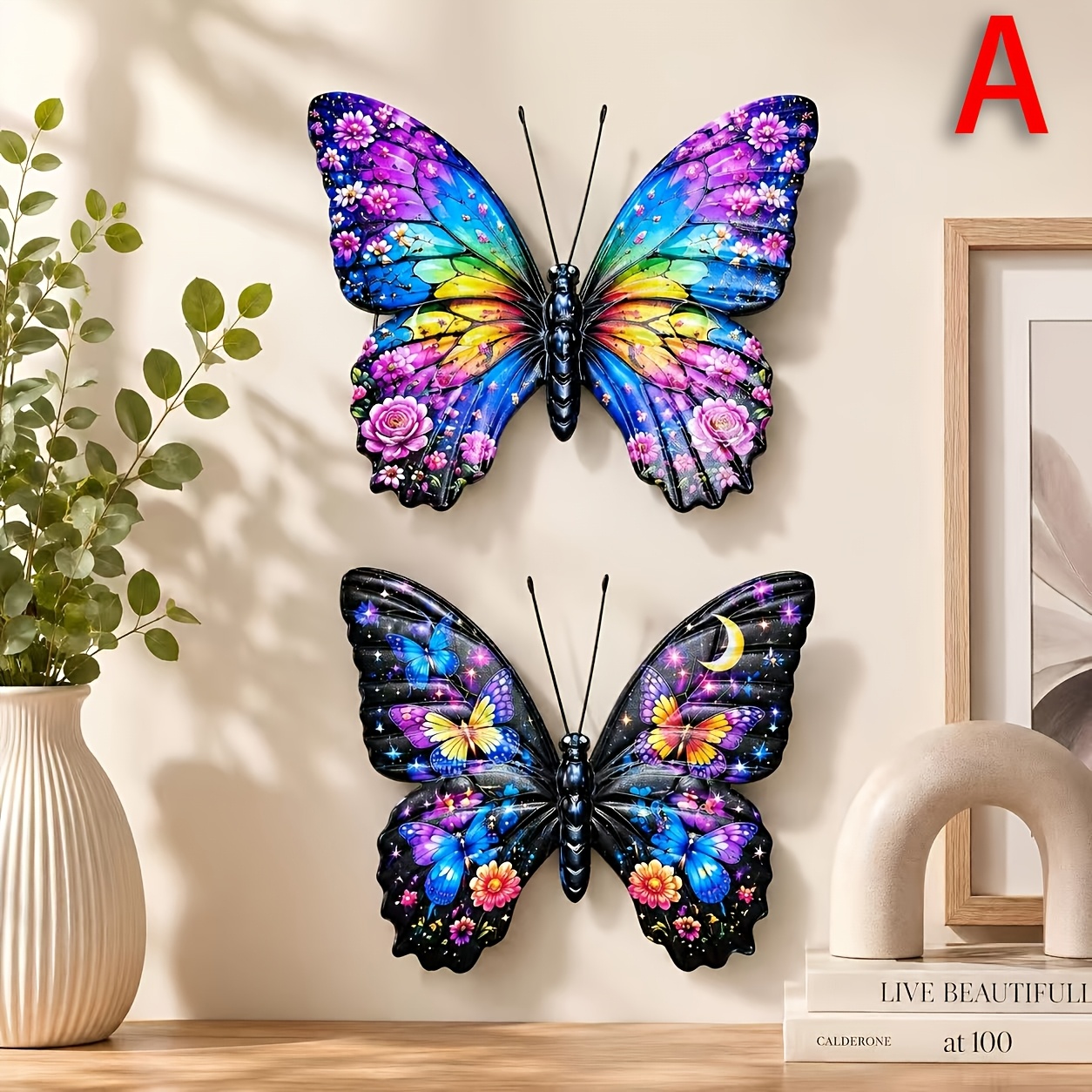 TEMU 2d Flat, [2d Flat] 2pcs, Large Colorful Acrylic Wall Art Decor - Outdoor Wall Decoration For Garden, Fence, Wall, Courtyard, Party, Bar, Balcony