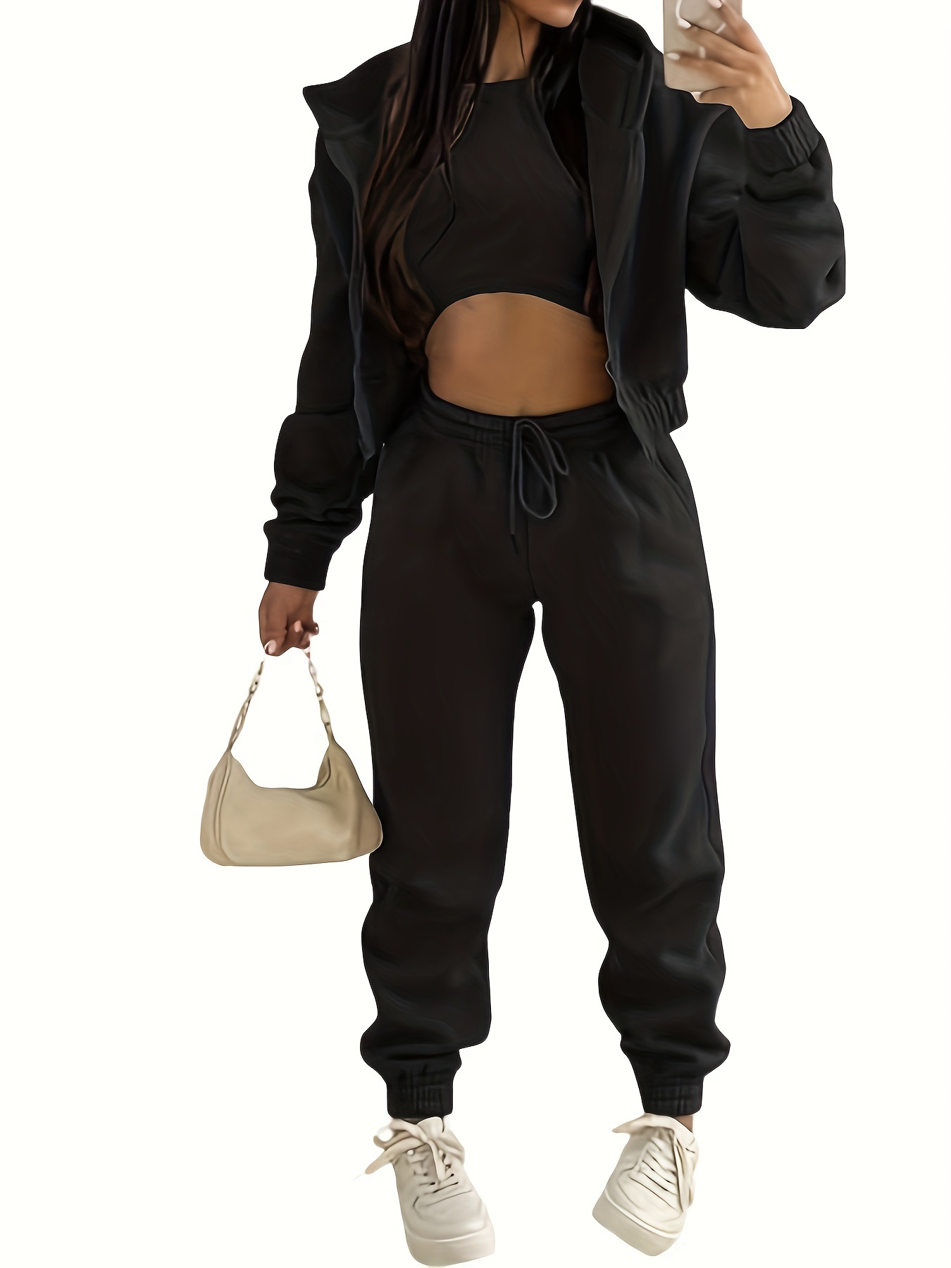 Duxyoz Ensemble Survêtement 3 Pièces Fille – Hoodie + T-Shirt + Jogging – Tenue Décontractée Capuche Zippée – Coton Doux Respirant 5-13 Ans