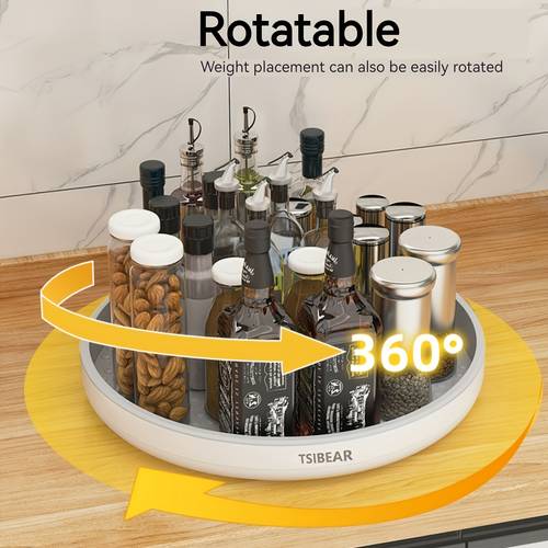 1 turntable multifunctional countertop seasoning bottle soy sauce vinegar storage rack storage plate 360 rotation storage rack