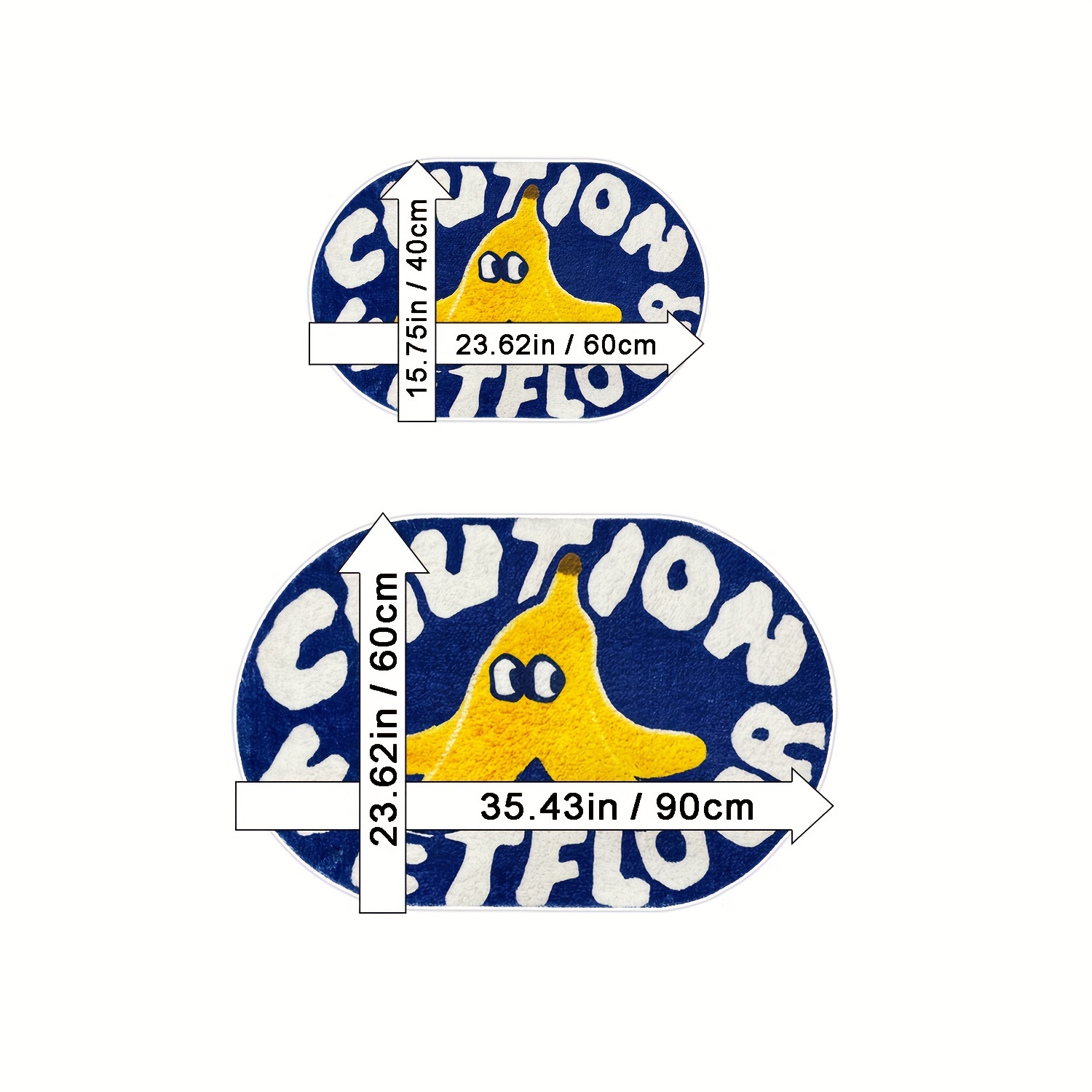 1pc blue cartoon creative caution wet floor carpet soft and comfortable   cashmere material tpr non slip bottom back suitable for bathroom laundry room kitchen washstand creative door mat and other indoor home carpet decoration oval cute   bath rug Product details 0