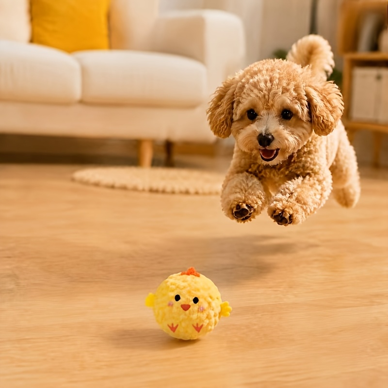Pet Interactive Bouncing Sound Toy Ball, Play Boredom Relief Companion Toy, Sounding To Dogs And Cats, Chew-resistant Material, Slow Rebound Pet Companion Play Toy, Without Battery
