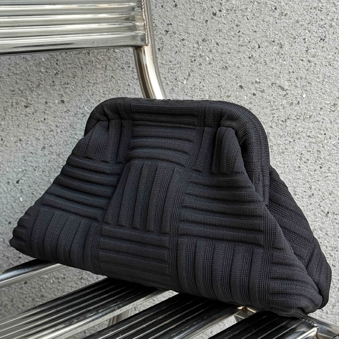 TEMU Bolso Clutch Texturizado Plisado para Mujer, Neceser con Cremallera de Gran Capacidad, Estuche de Almacenamiento Portátil de Color Sólido, Bolso