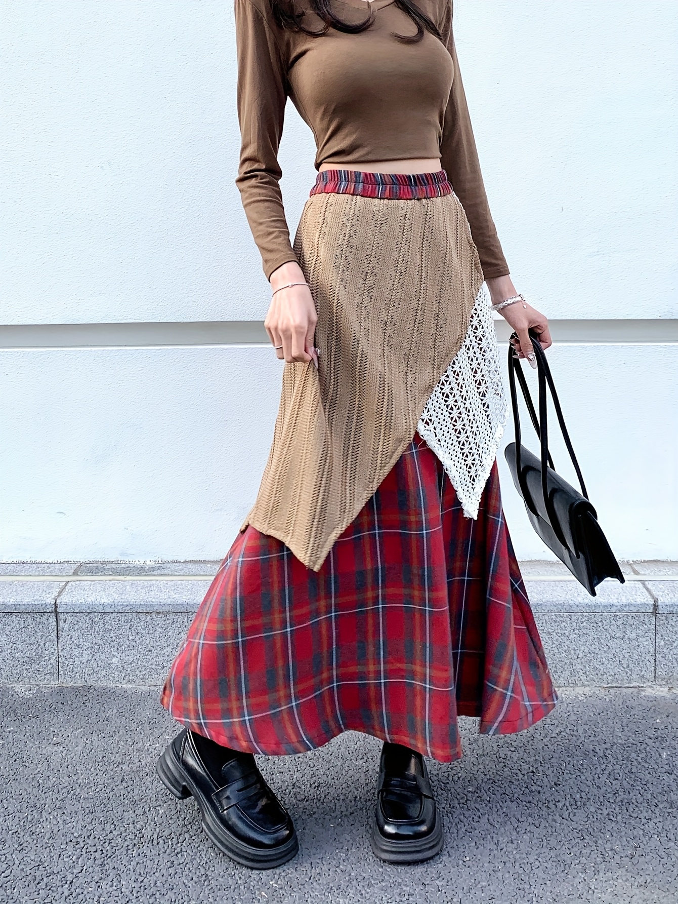 women's high waisted a line skirt elastic waist flared - Temu Australia
