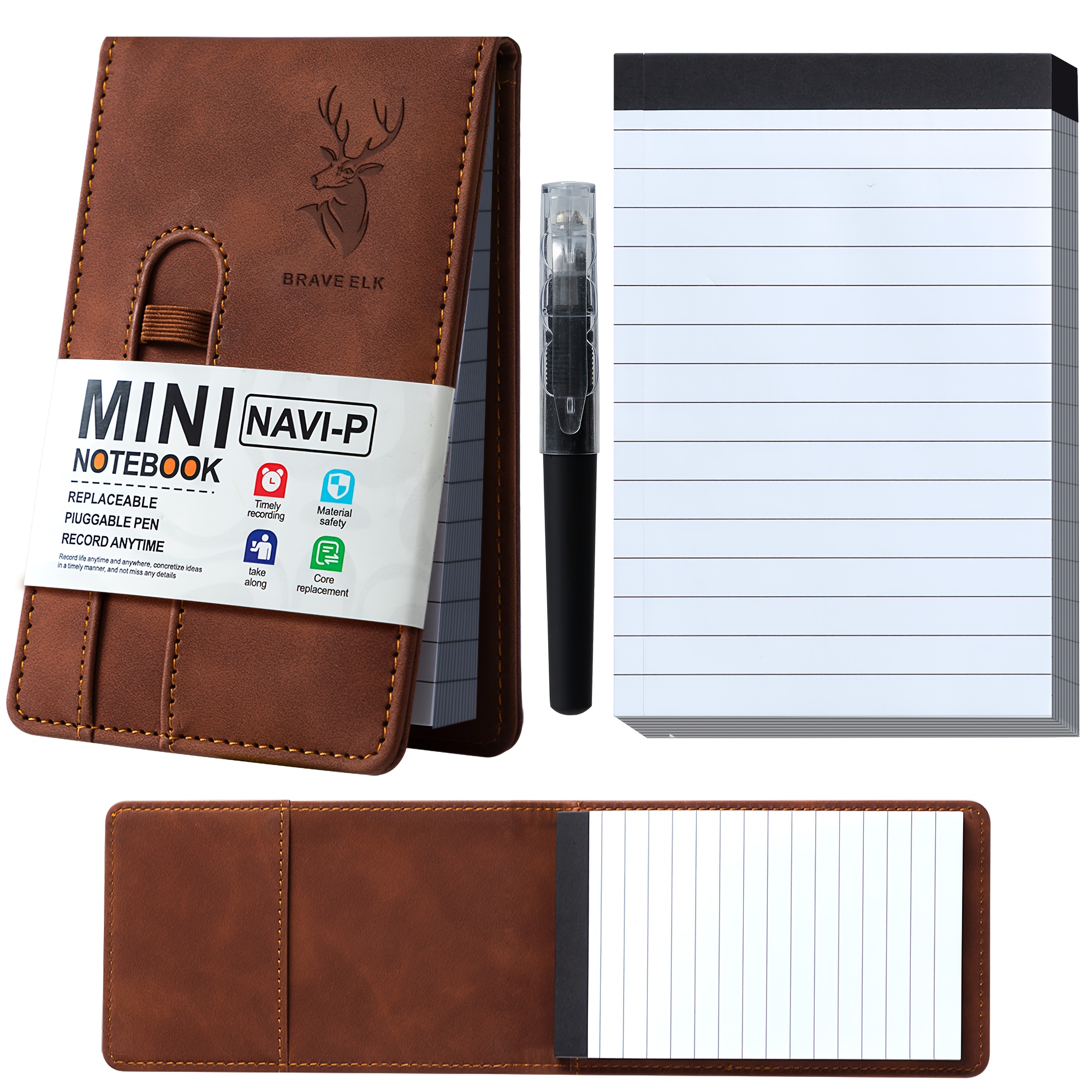 E-shop A7 Mini Notizbuch, Tragbares Taschennotizbuch, 50 Blatt Austauschbares Zusatzpapier 1 Stift, Multifunktional Praktisch, Ideal für