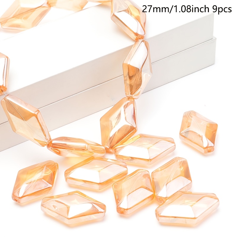 TEMU Assortiment de grandes perles de verre creuses irrégulières 27*18, perles de verre colorées adaptées aux ajouts décoratifs et aux artisanats,