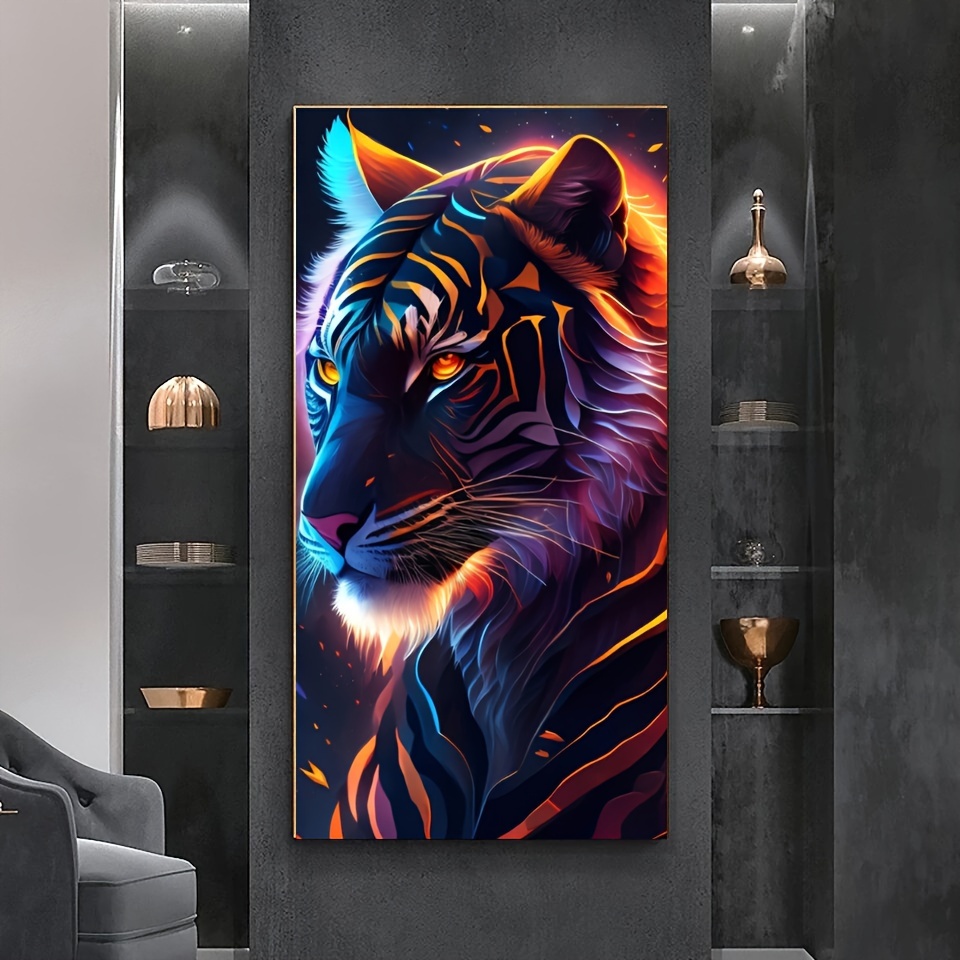 

Diy 5d Diamond Painting Kit - Majestic Tiger | Full Drill Round Rhinestone Art | Frameless 20"x43" Mosaic Craft | Easy-to-follow Pattern For Stunning Wall Decor