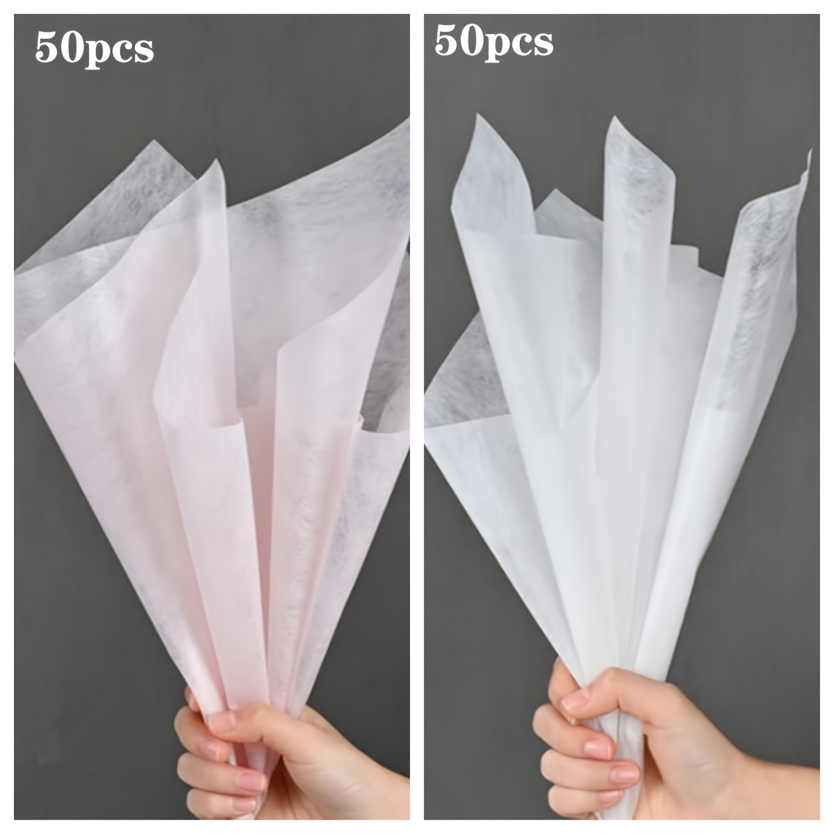 Image of 100 Sheets (50 White + 50 Pink) Floral Wrapping Paper, Milk Small Bouquet Wrapping Material, Fresh Flower Lining Milk, Fresh And Flower Wrapping Paper, Gift Wrapping Paper