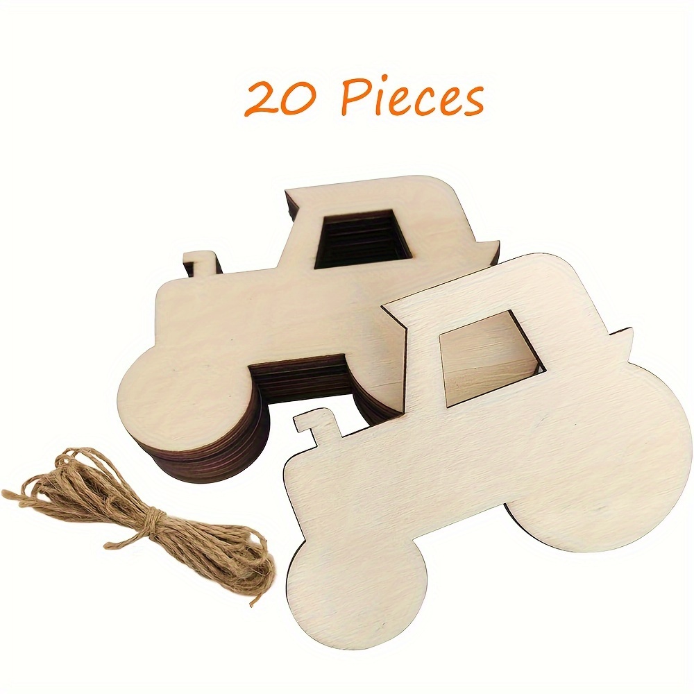 

20-pack Unfinished Wood Tractor Cutouts For Crafts, Diy Wooden Truck Painting, Farm Vehicle Hanging Ornaments, Gift Tags For Home Decor & Party Favors