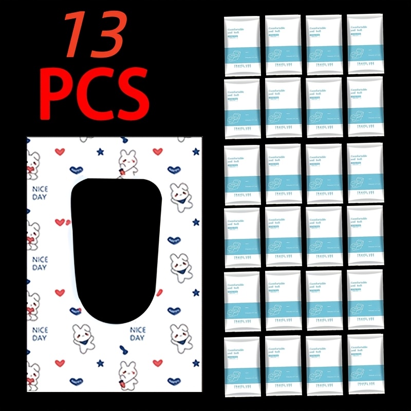 TEMU 13pcs Pack Disposable Toilet Seat Covers Suitable For Travel & Public Restrooms - Individually Wrapped Adhesive Non- Suitable For Hotels,
