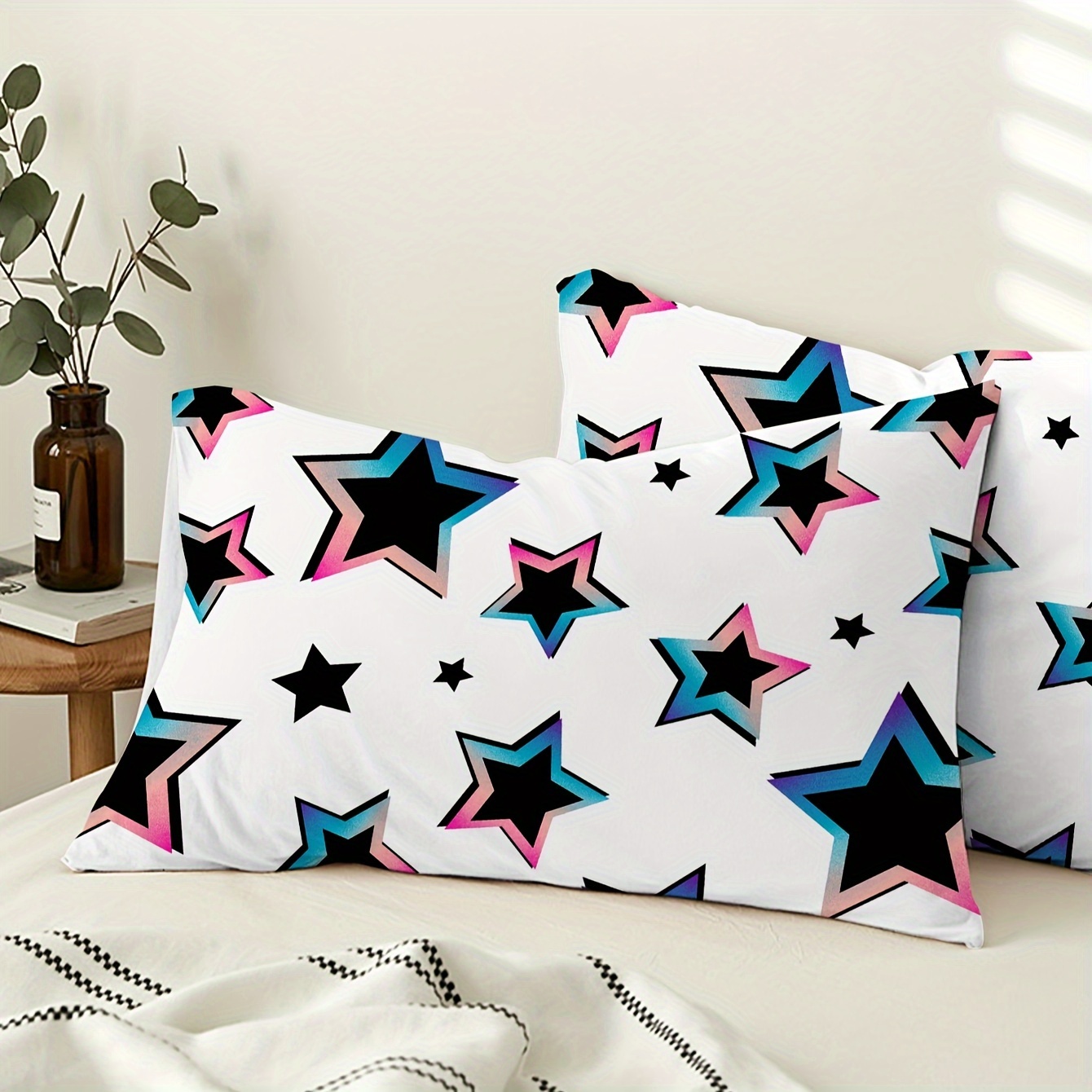 2pcs soft breathable geometric print pillowcases brushed polyester envelope closure for bedroom sofa decor machine washable details 7