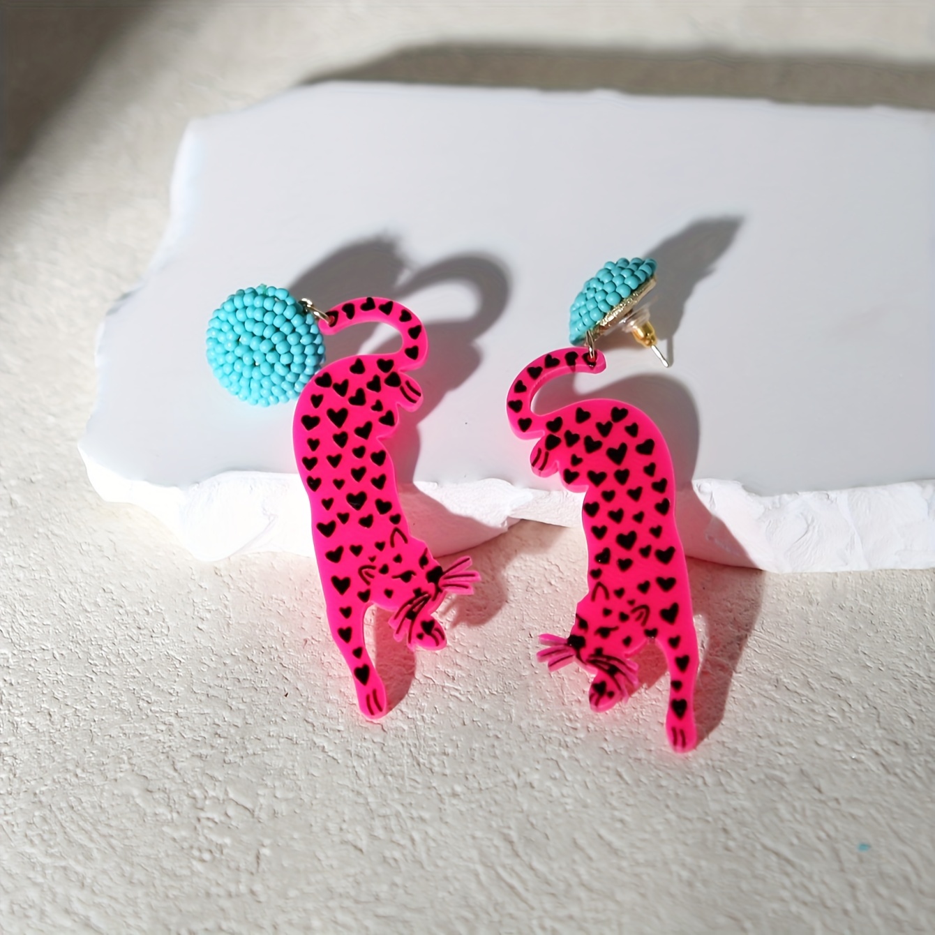 

Leopard Pattern Dangle Earrings Handmade Seed Beaded Stud Earrings Carnival Party Holiday Casual Statement Earrings