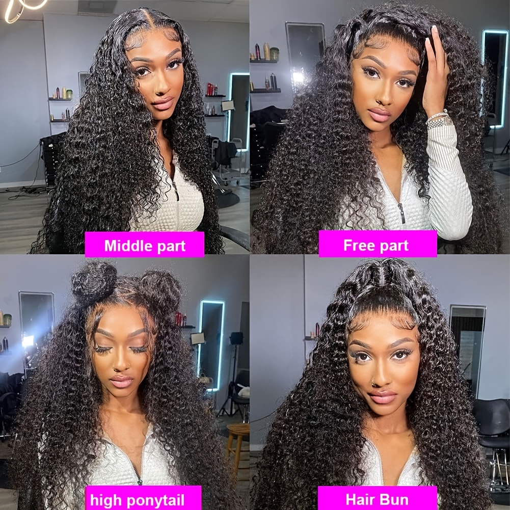 200 density deep wave lace front wigs human hair 13x4 hd transparent lace frontal human hair wigs for women lace wig with baby hair details 6