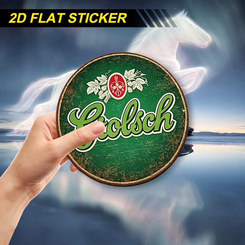 TEMU 2D Plat, 1 stuk, 2D Plat, Grolsch Brouwerij Logo Ontwerp, Waterdichte Vinyl Sticker, Kan Worden Gebruikt om op Autodeuren, Laptops, Koelkasten,