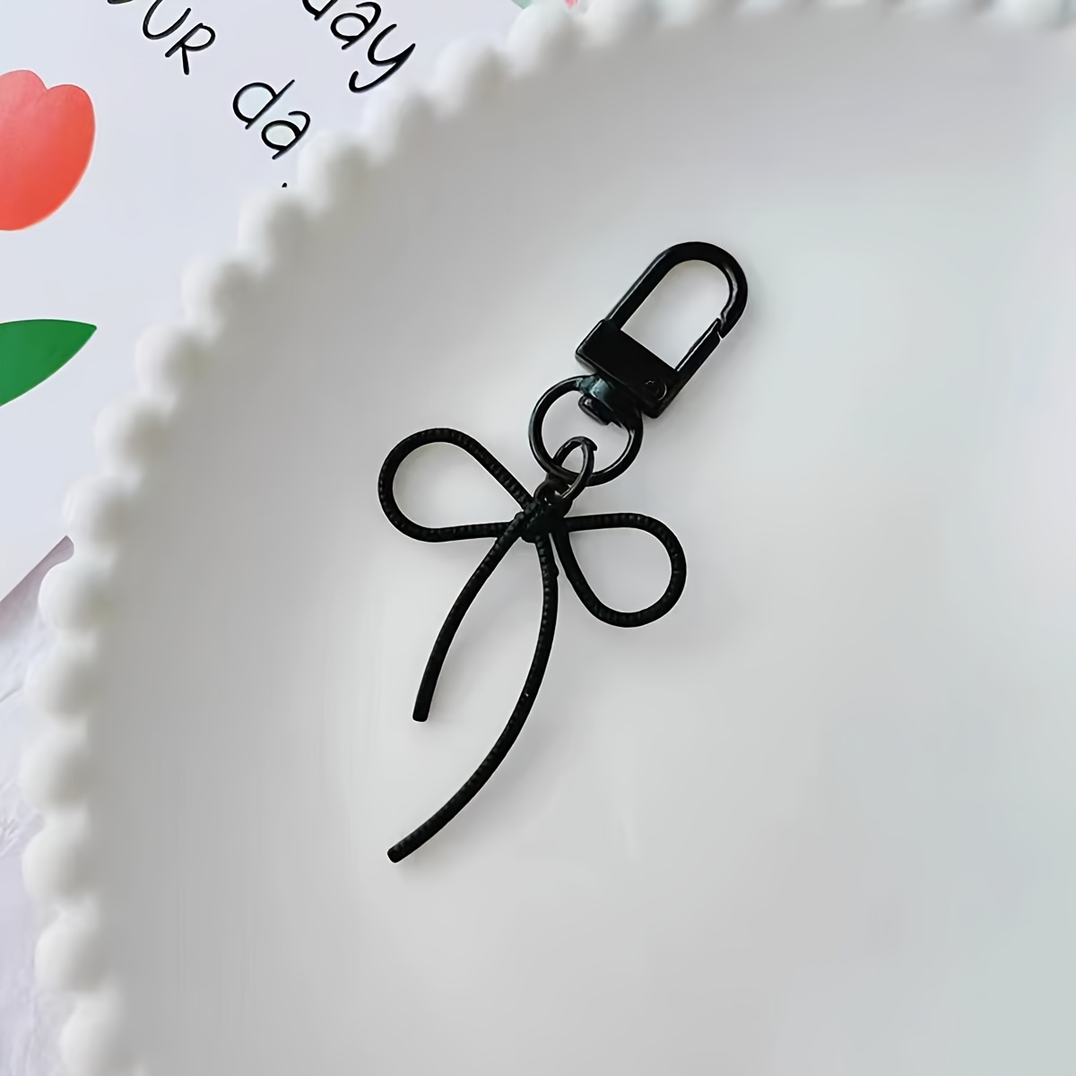 E-shop Eleganter Schmetterlings-Schleifen-Schlüsselanhänger, Legierter Karabinerhaken, Modisches Einfaches Design, Dekoratives Accessoire für &