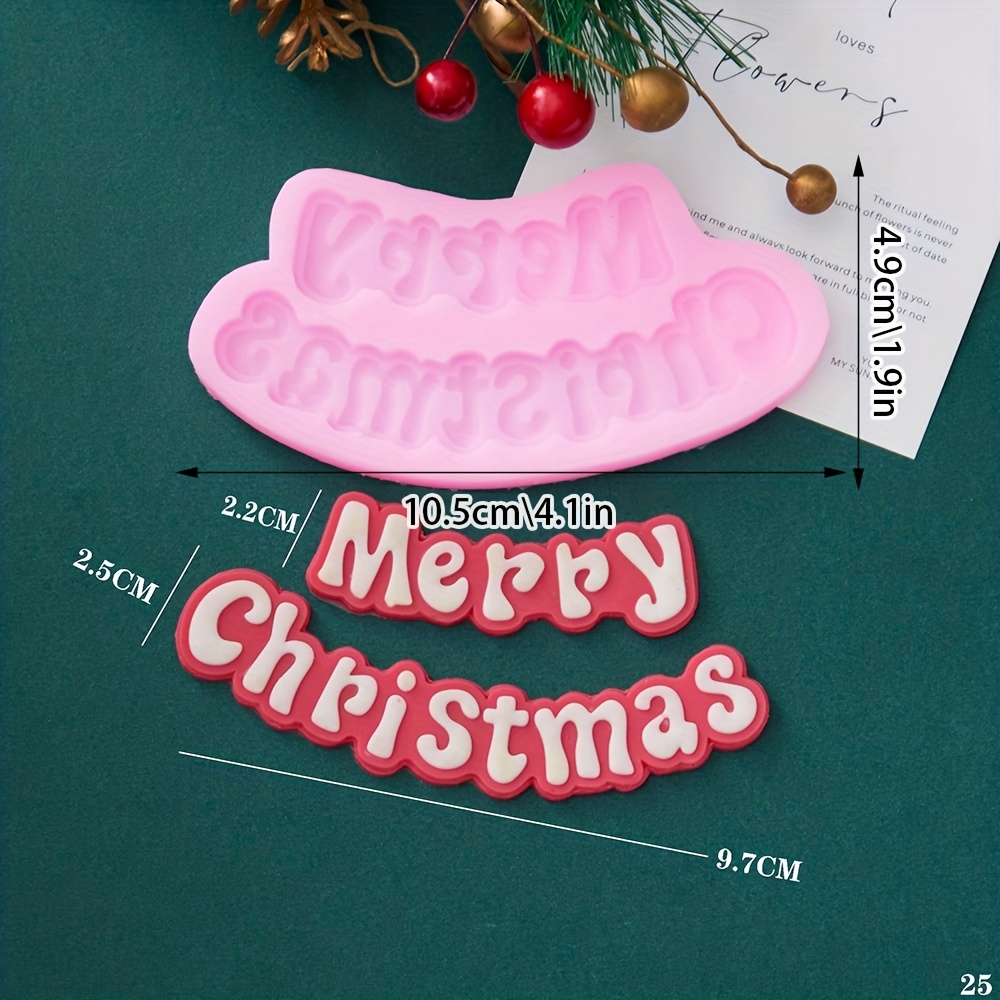 Image of 1pc Pink Merry Christmas Letter Decoration Plaque, Handmade Candle, Plaster, And Dropper Decoration Ornaments, Easy To Demold And Reusable. Non- Contact